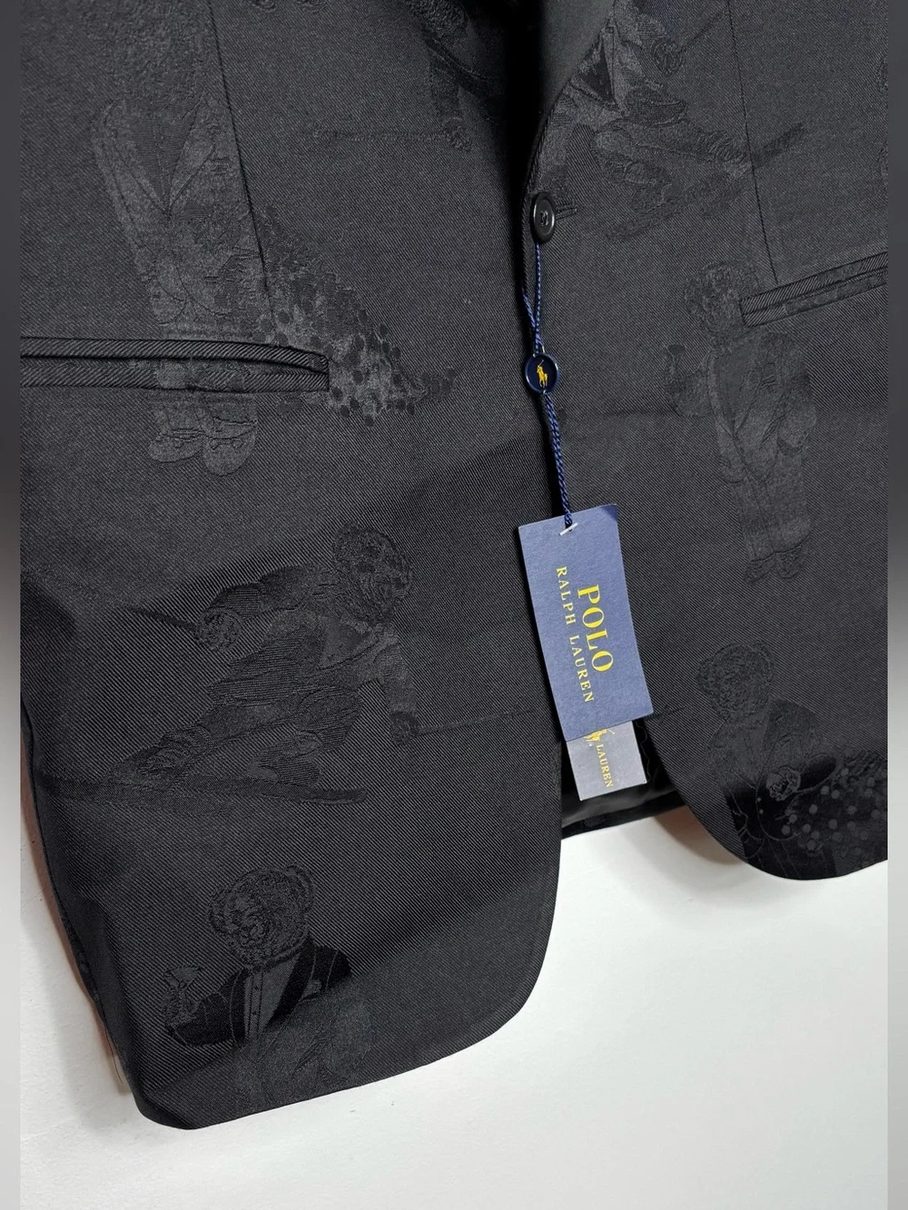 Polo Ralph Lauren Polo Bear Jacquard Tuxedo Jacket Black 40L New Dinner Jacket